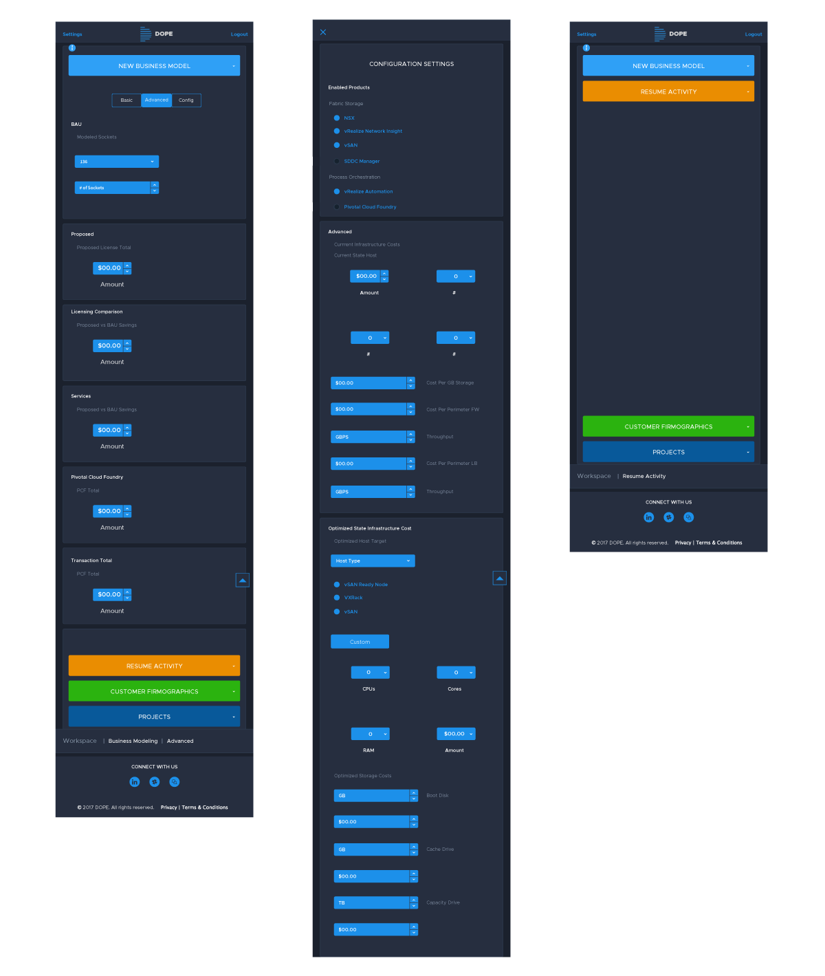 Data Web App, business activity view