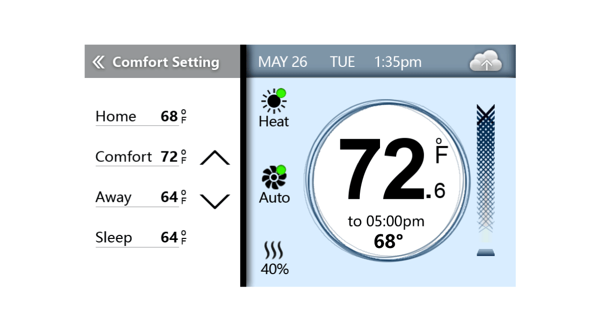 Thermostat, main screen (Vine)