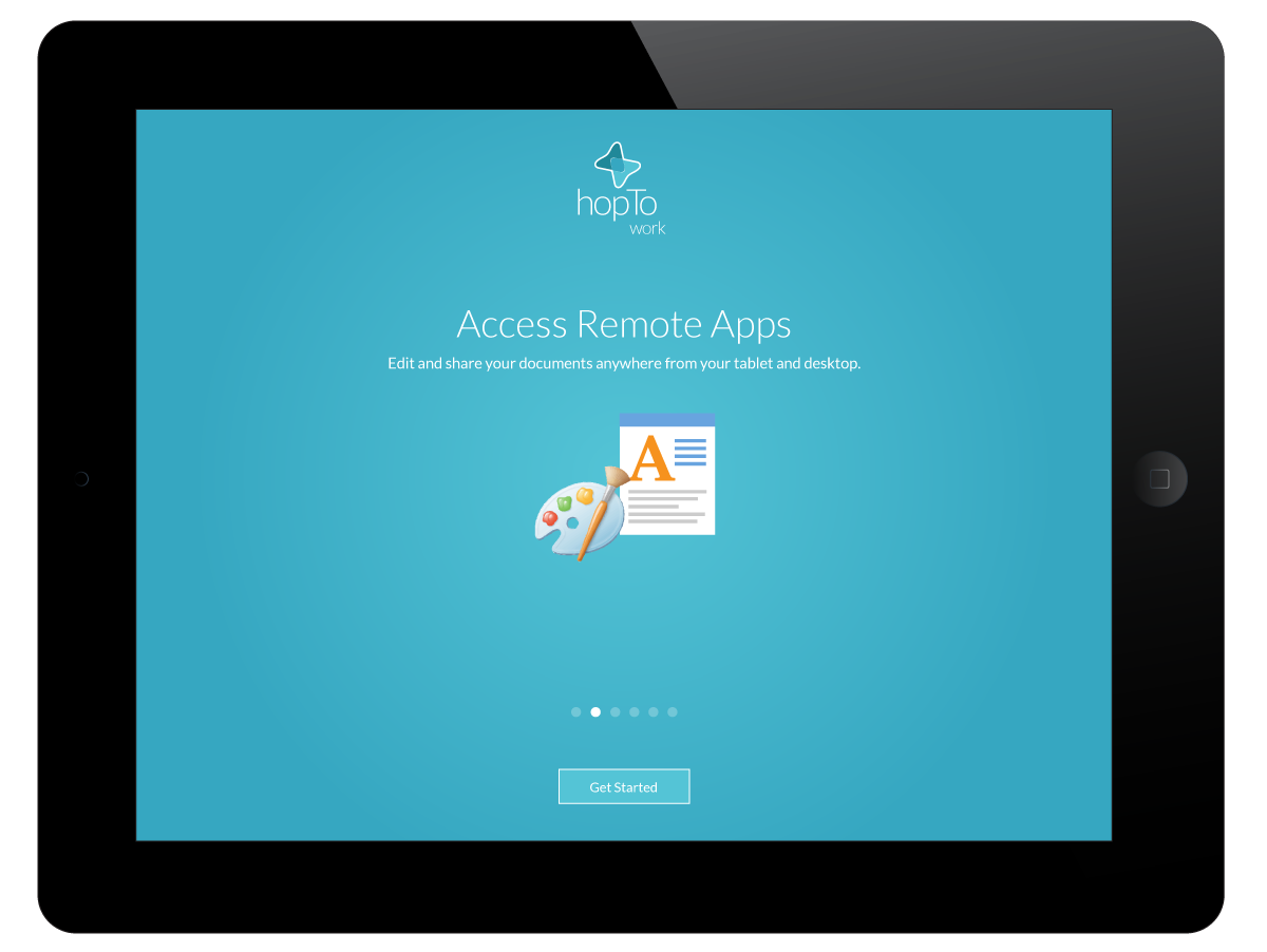 hopTo app, remote apps feature screen