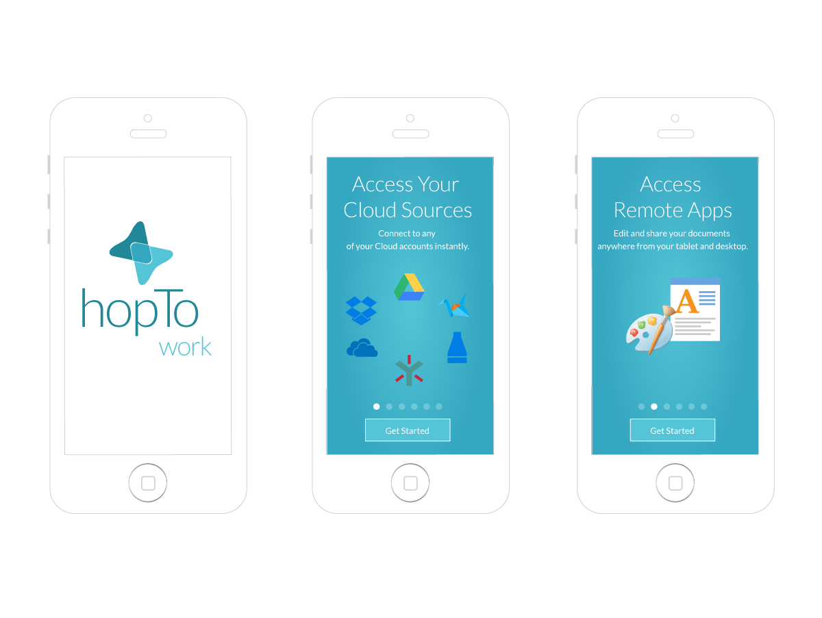 hopTo app, splash page features (mobile)
