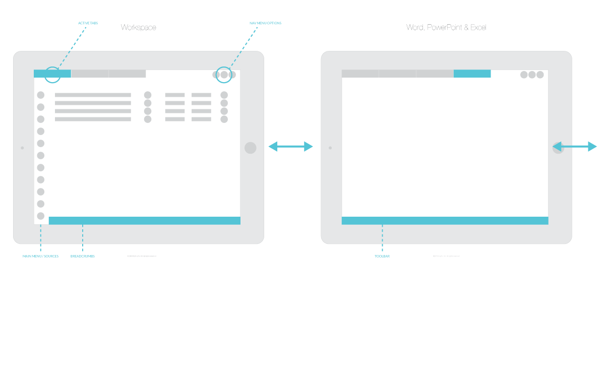 hopTo app, workspace tab flow