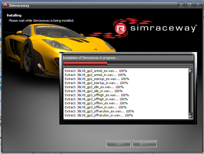 Simraceway Installer prototype, installing screen