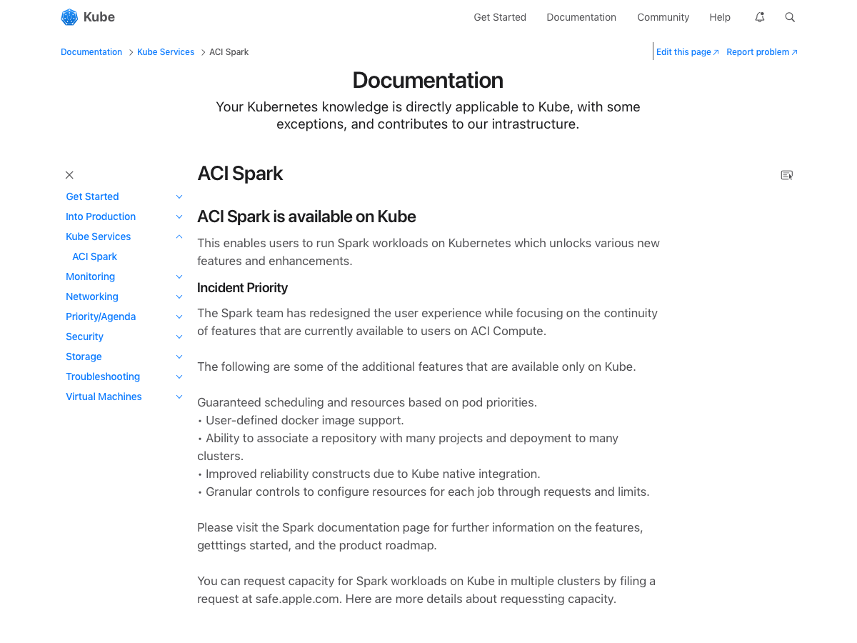Kube enterprise site, documentation sidebar
