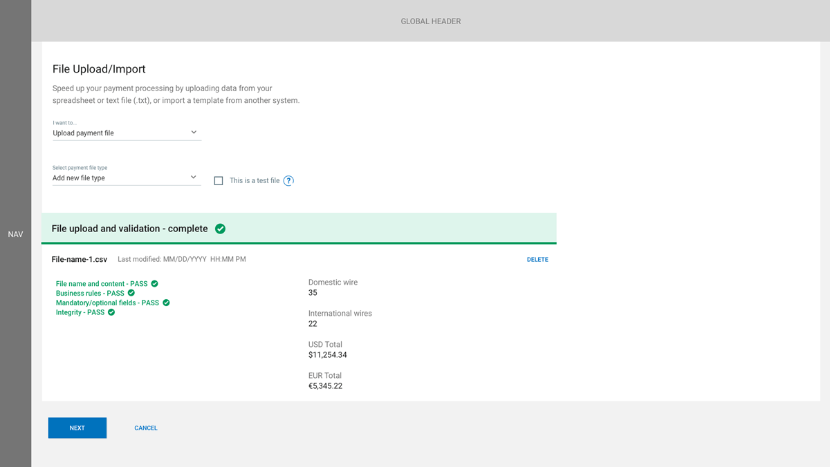 CMOS App file upload, validation