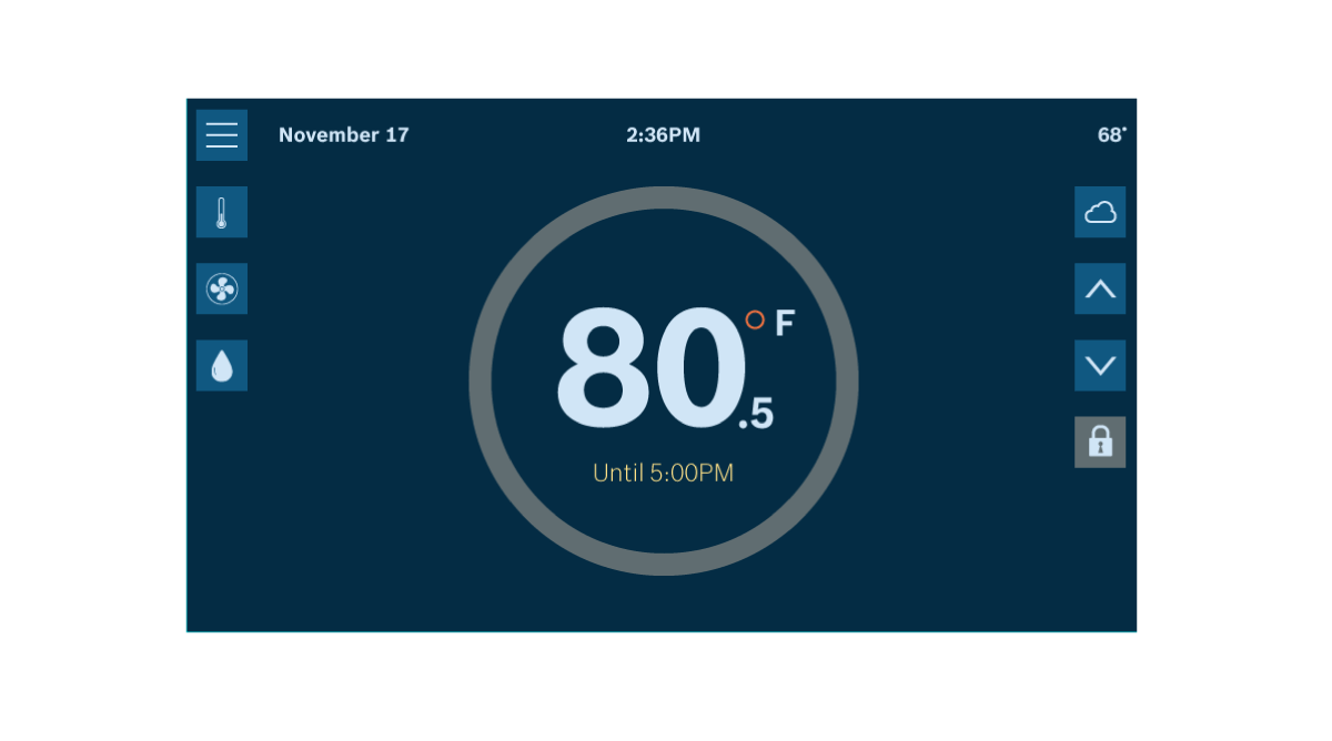 Bosch-licensed thermostat, main screen