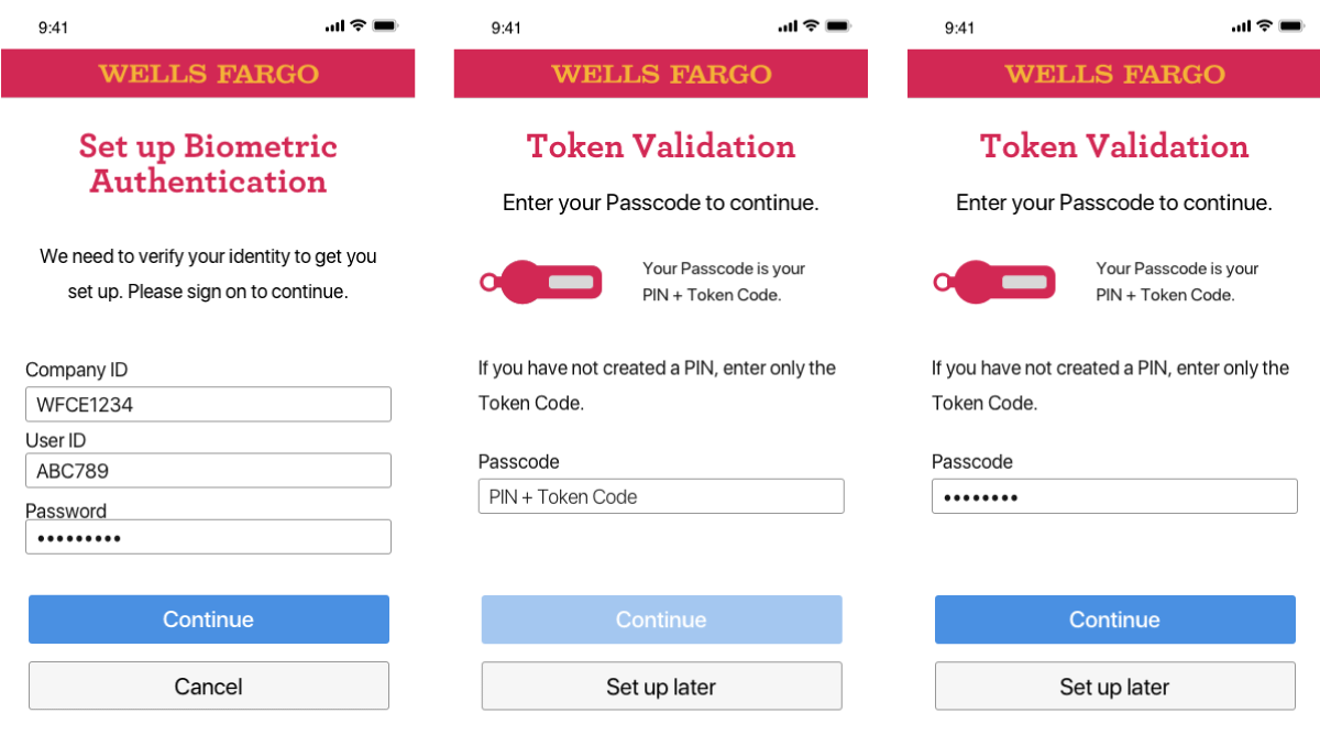 Wells Fargo CEO biometric app, screen 2