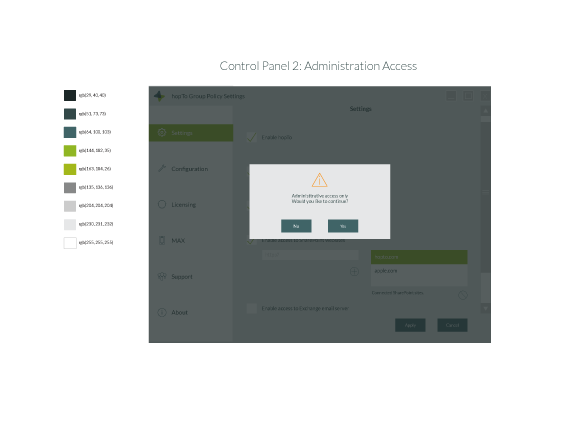 hopTo desktop Control Panel, Admin screen