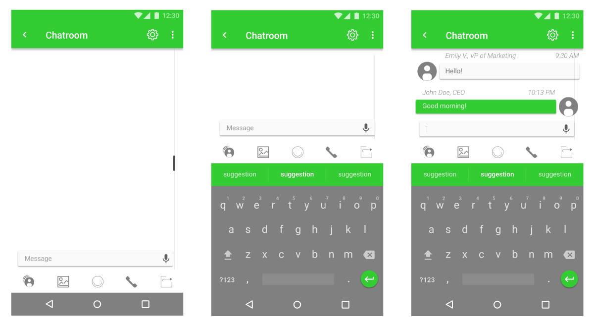 Fujitsu Chatbox, chatroom screen