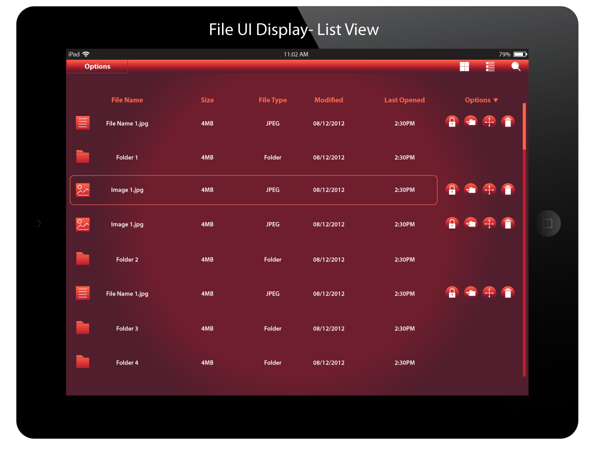 Huawei Dragonfish, file list screen