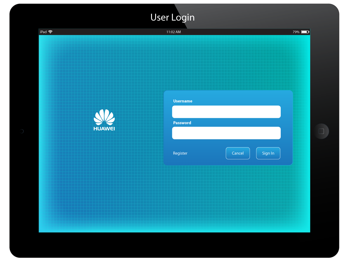 Huawei WLAN, login screen