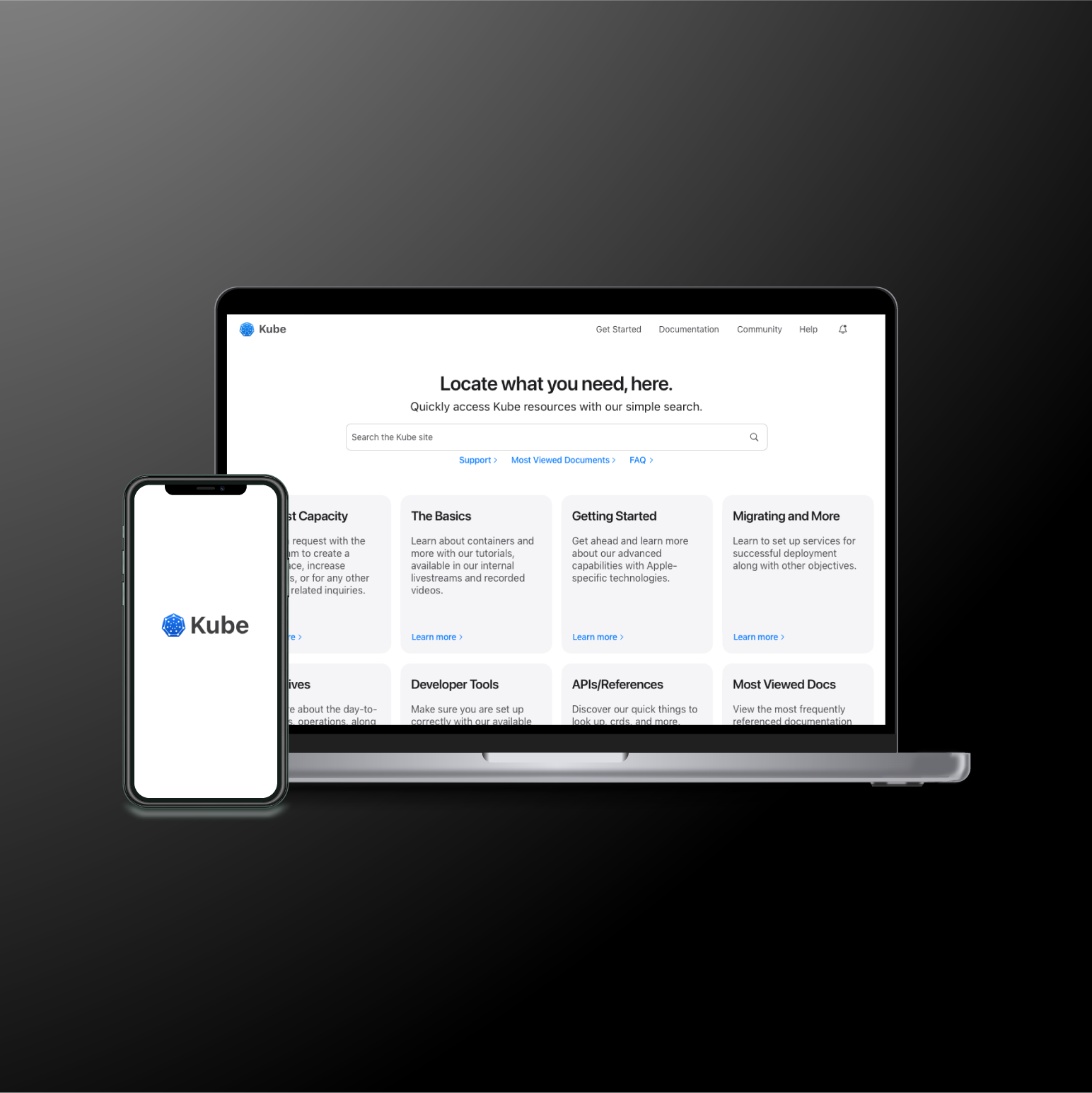 Apple Kube enterprise application homepage