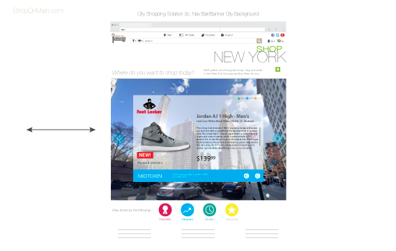 ShopOnMain e-commerce website, interactive city map