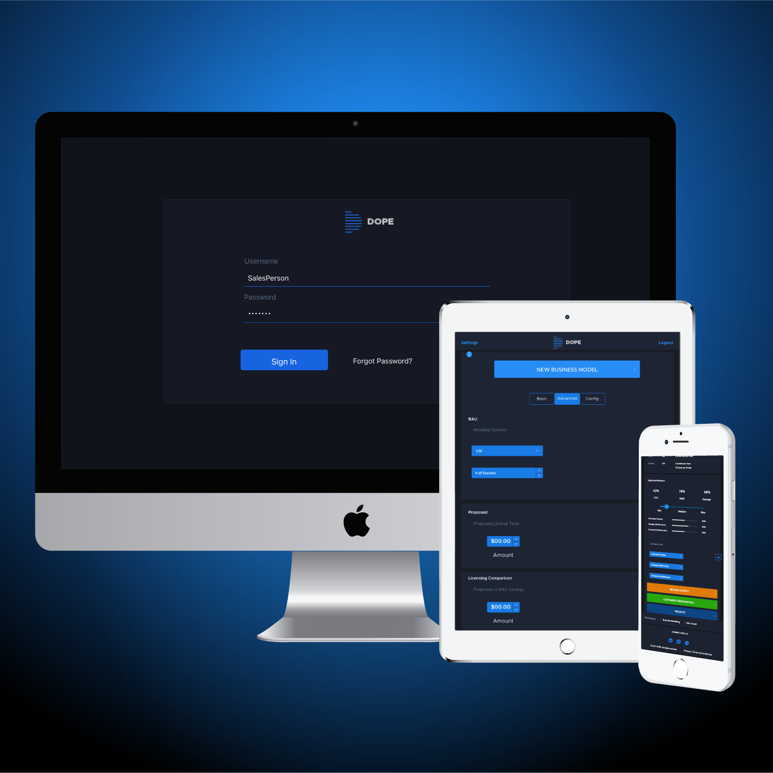 VMware DOPE data visualization web app login