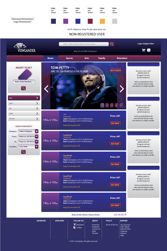 Viewlander music distribution website homepage