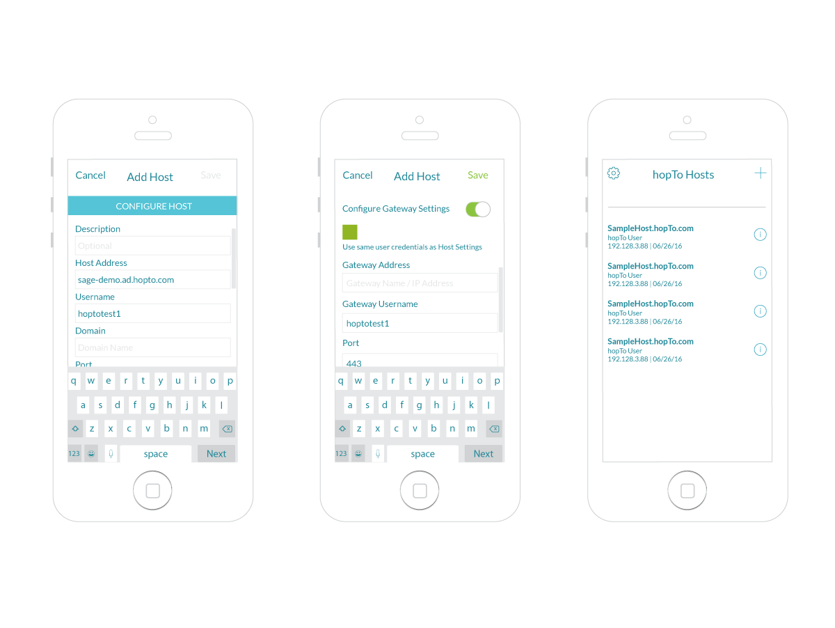 hopTo app, add host (mobile)