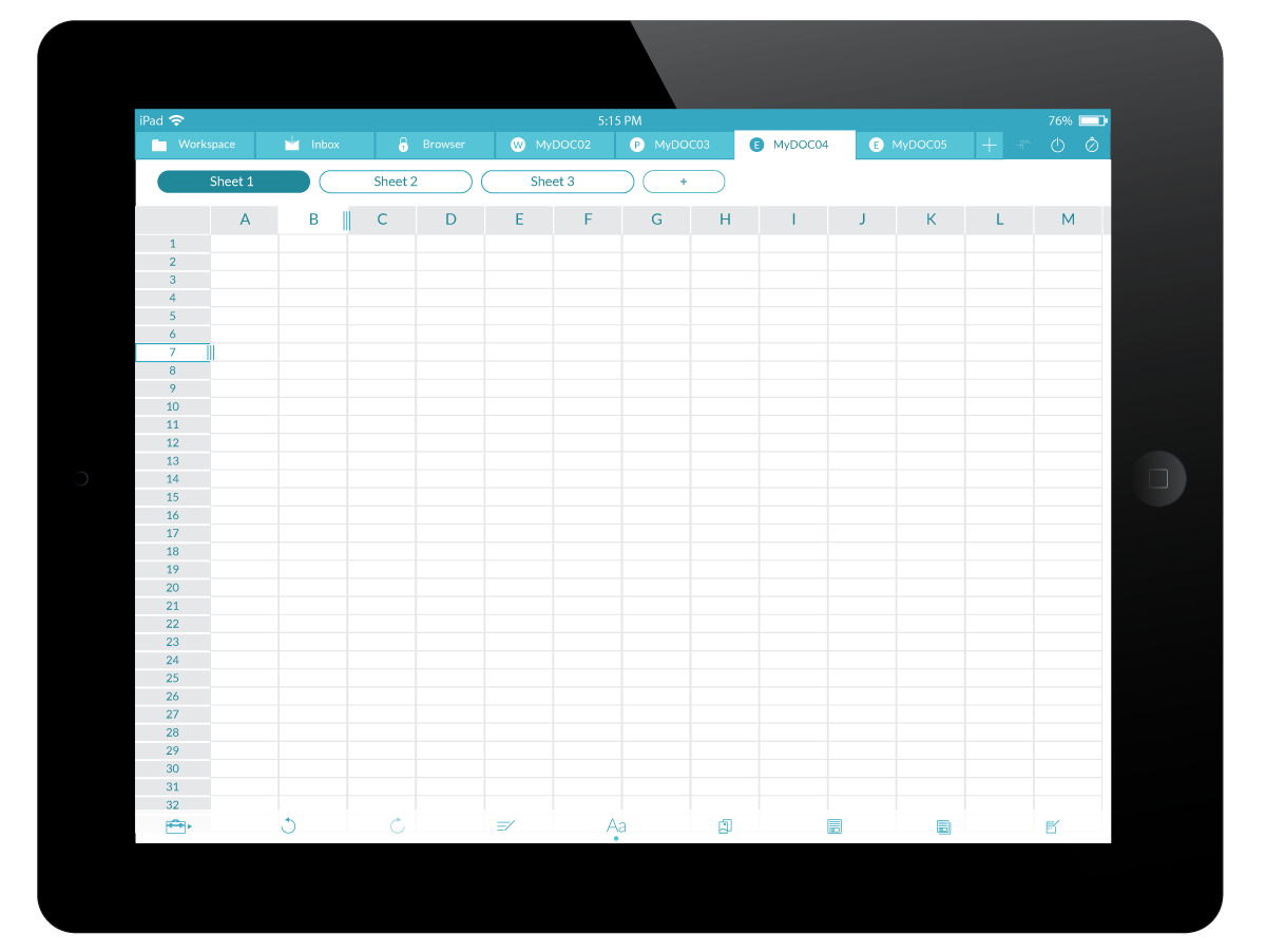 hopTo app, Excel document screen