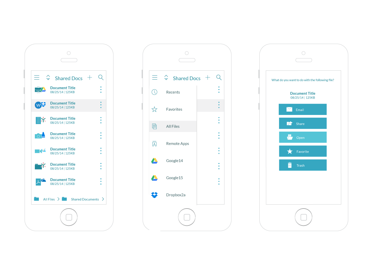 hopTo app, file options (mobile)