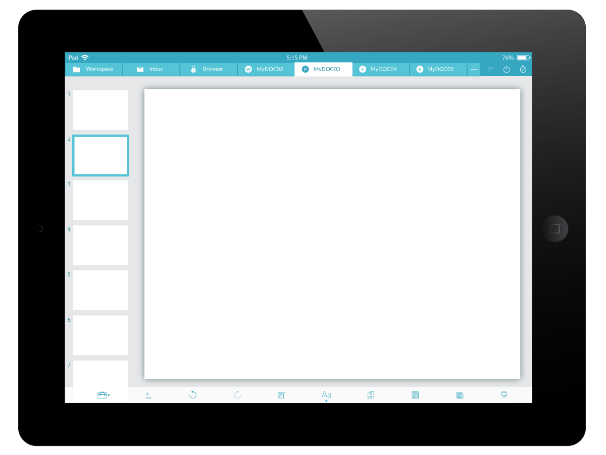 hopTo app, PowerPoint document screen
