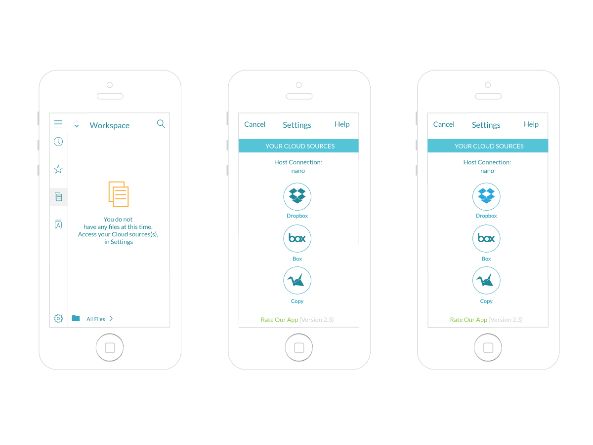 hopTo app, workspace settings (mobile)